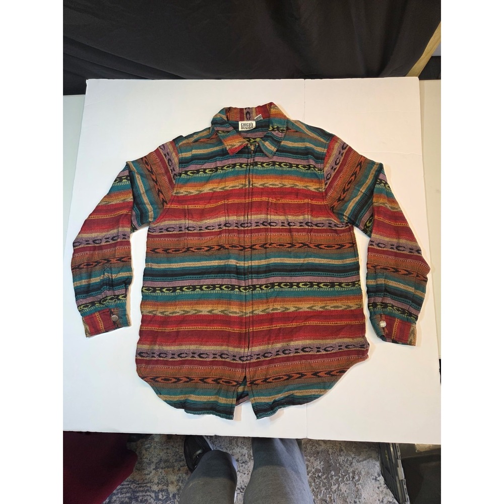 423 Chico's Design Vintage Southwestern Woven Jacket Size 1 M Multicolor